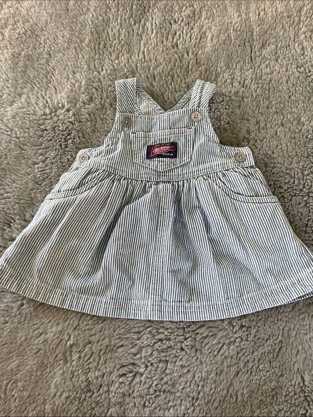 Vintage Old Navy and White Striped Overall Dress Sz 3/6M